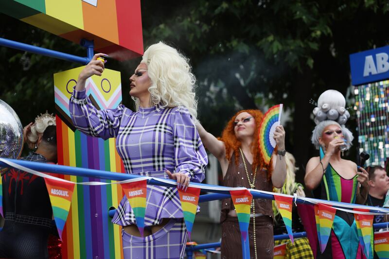 Anita Hero on The George float taking part in the Pride Parade in Dublin City centre. 
Photograph: Bryan O’Brien