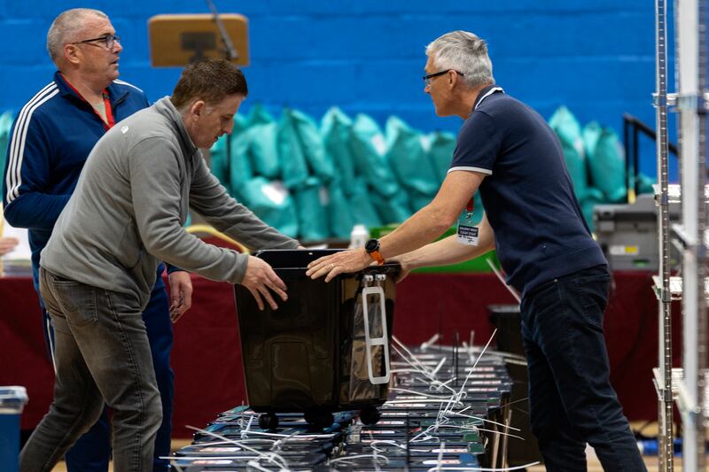Boxes have been opened and counting has begun at the Galway West byelection count centre at the Lawn and Tennis Club in Salthill. Photograph: Chris Maddaloni

