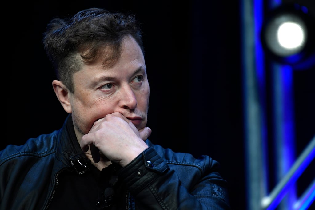 Elon Musk saw almost $100bn wiped off the stock market value of Tesla on Wednesday after a poorly-received set of results showed sales and profit margins falling. Photograph: Susan Walsh/AP