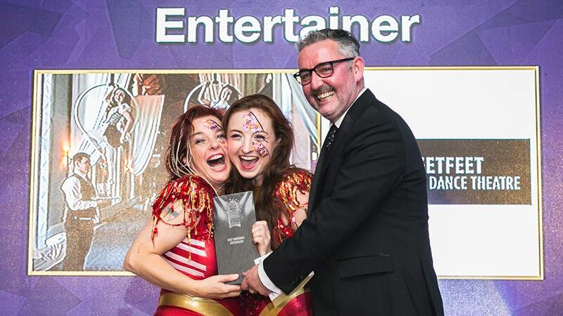 Faye Buckley, Sales and Operations Manager, Audionetworks presents the Best Event Sponsorship award to Gillian Rigley & Claire O'Brien, Londis.