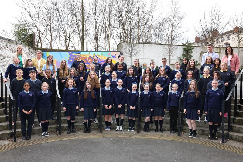 Children from St Brigid’s Catholic National School, in the Coombe, Dublin 8, who will be taking part in the National Children’s Choir. Photograph: Dara Mac Dónaill








