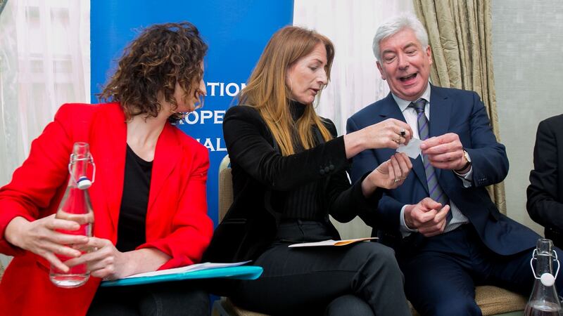 European candidates for the Dublin Constituency  Lynn Boylan MEP (Sinn Féin), Clare Daly TD (Independents4Change) and Alex White (Labour) attending a debate  at Buswells, Hotel, Dublin. Photograph: Gareth Chaney Collins