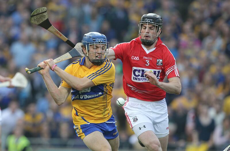 Clare's Shane O'Donnell in action against Cork's Shane O'Neill during the 2013 All-Ireland final replay when O'Donnell scored three goals. Photograph: Morgan Treacy/Inpho 