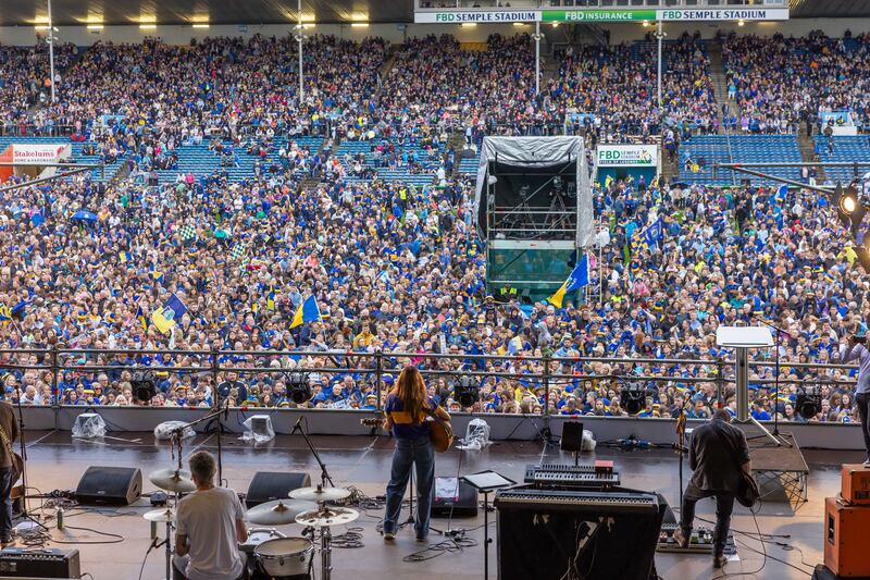Singer Una Healy entertains the crowd at Semple Stadium. Photograph: Morgan Treacy/Inpho