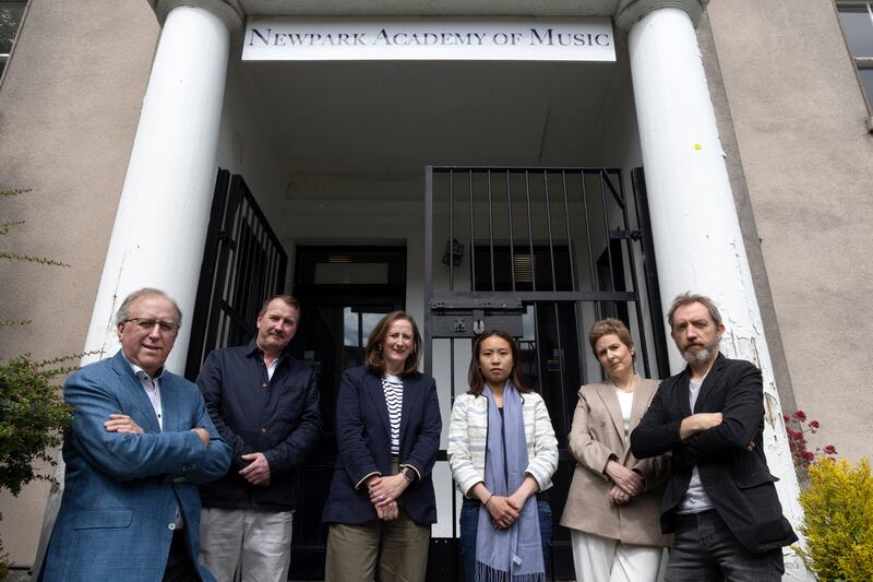 (From left) Student Des Crowther; head of jazz department Kevin Brady; communications consultant Catherine Griffin, parent of students; Newpark Music Academy's executive director Hilda Chan; Royal Irish Academy Music director Deborah Kelleher, and conductor David Brophy, parent of a student. Photograph: Chris Maddaloni