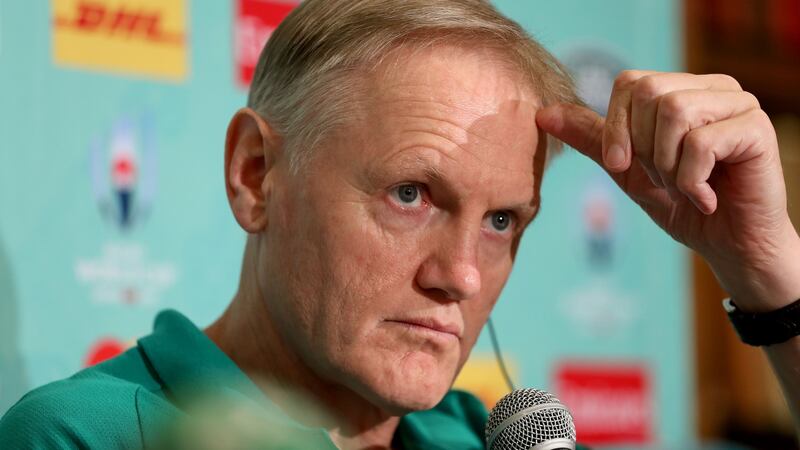 Joe Schmidt at the Ireland Rugby press conference in Shirouzuoike Park, Fukuoka on Thursday. Photograph: Dan Sheridan/Inpho