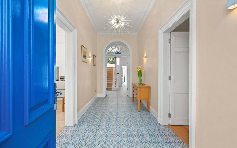 Entrance hall, with a terrazzo tiled floor