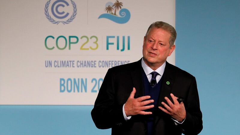 Former US vice- president and Nobel Laureate Al Gore at the UN Climate Change Conference COP23 in Bonn, Germany. Photograph: EPA