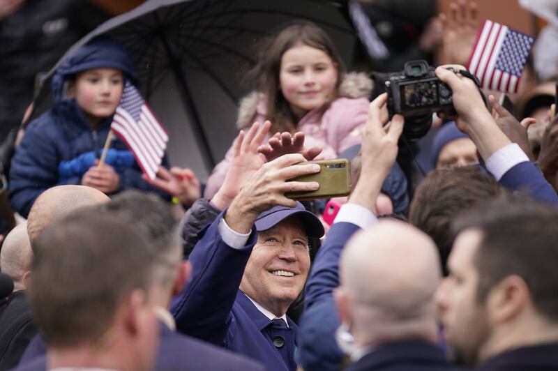 A selfie with the president in Dundalk. Photograph: Niall Carson/PA