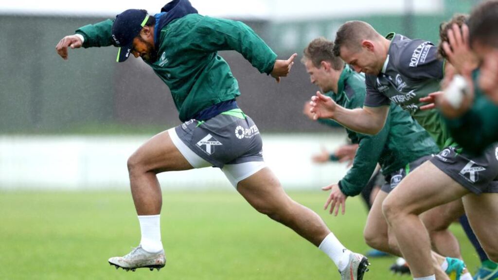 The Connacht rugby squad training at the Sportsground in Galway ahead of the match against Leinster. Photograph: Bryan Keane/Inpho