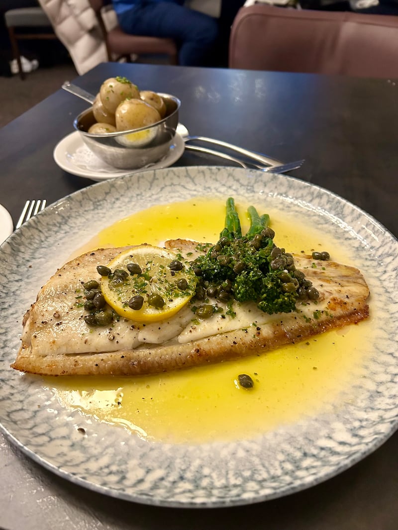 Whole sole on the bone with brown butter and capers at Hotel Skellig 