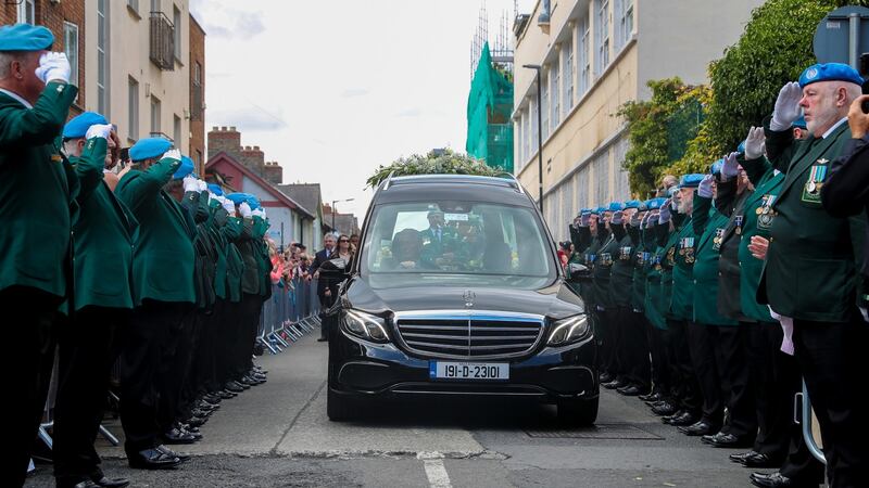 A guard of honour was formed for the funeral procession at The Church of St  Nicholas of Myra. Photograph:  Maxwell Photography