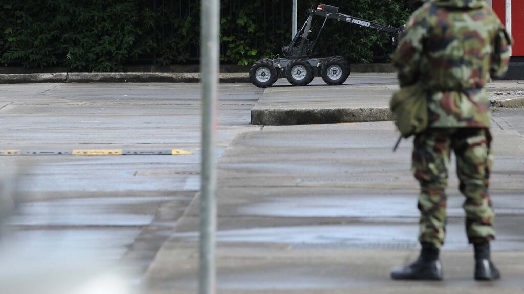 Army bomb disposal experts are examining the suspect device found under a female soldier’s car. File photograph: Aidan Crawley/The Irish Times