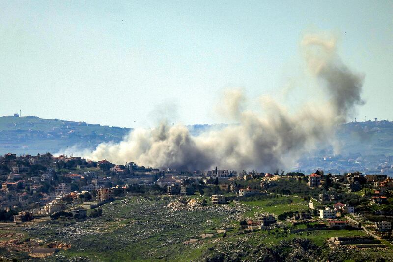 Smoke rises following an Israeli airstrike on the village of Taybeh in southern Lebanon on Tuesday. Photograph: Rabih Daher/Getty Images