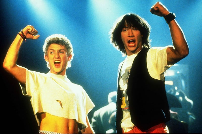 Bill & Ted’s Excellent Adventure: Alex Winter and Keanu Reeves in  the debut film. Photograph: Orion Pictures