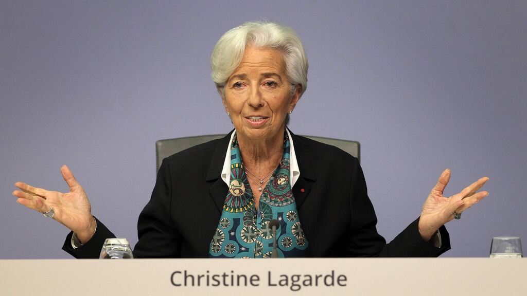 Christine Lagarde, president of the European Central Bank, faced the press for the first time in her new role. Photograph: Daniel Roland/AFP
