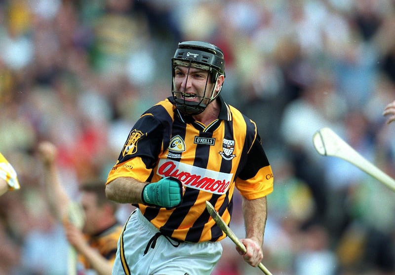 Carey celebrates scoring a goal in the Kilkenny v Offaly 2000 All Ireland hurling final. Photograph: Andrew Paton/Inpho