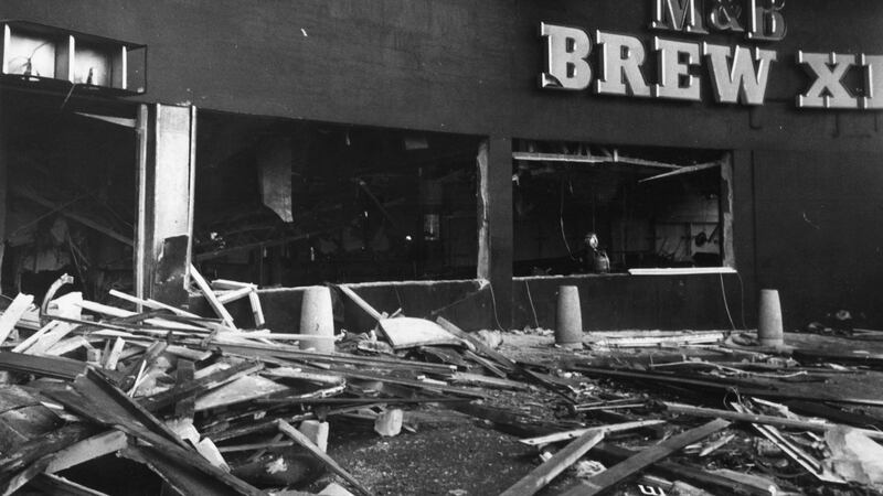 November 25th, 1974: Wreckage and debris litter the street outside the Mulberry Bush public house in Birmingham, after it was bombed by the Provisional IRA File photograph: Evening Standard/Getty Images