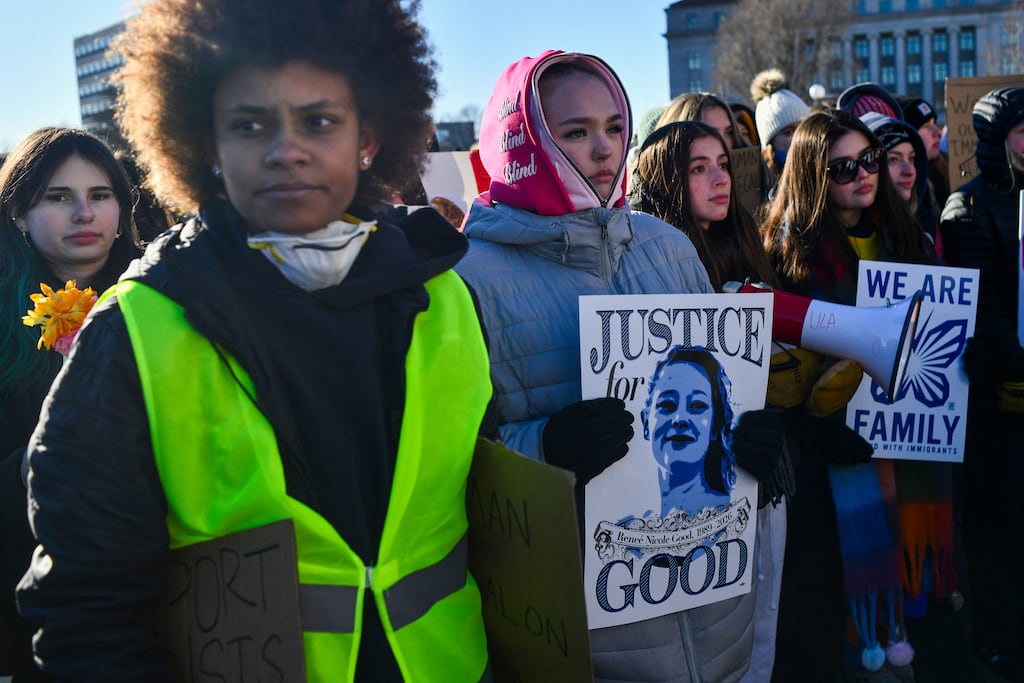 An anti-Ice protest in St Paul, Minnesota, to call for an end to federal immigration detentions and enforcement actions. Photograph: Octavio JOnes/Getty Images