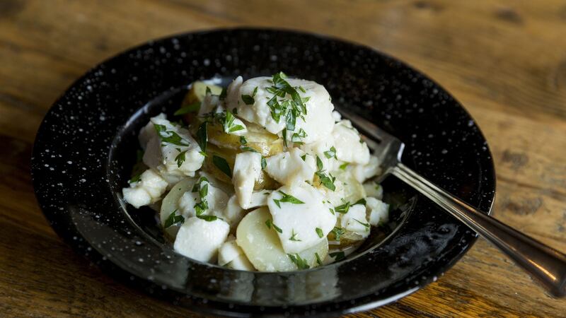 Cod and potatoes. Photograph:  Emma Jervis