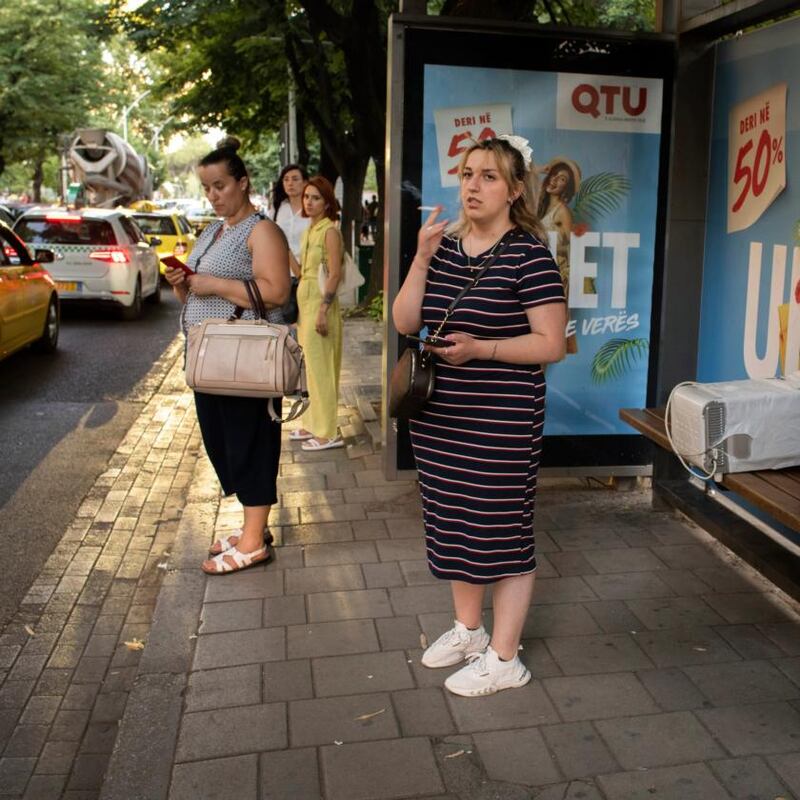 Volerojana Grishaj, Gjystina Grishaj’s neice in the Albanian capital of Tirana. Photograph: Laura Boushnak/The New York Times