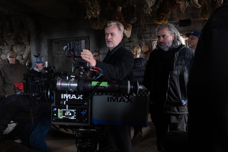 Christopher Nolan with cinematographer Hoyte van Hoytema. Photograph: Melinda Sue Gordon/Universal