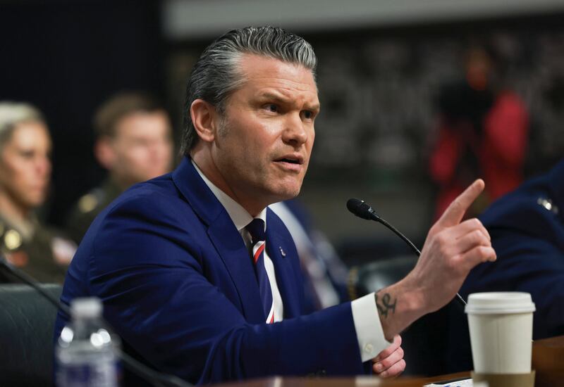 US secretary of defence Pete Hegseth testifies during a Senate committee hearing on the department’s budget request, in Washington. Photograph: Anna Rose Layden/The New York Times