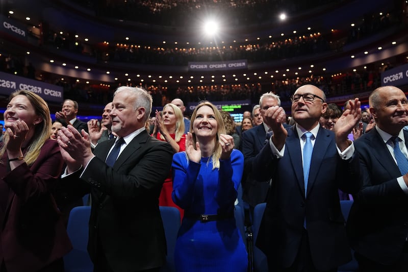 Members of the shadow cabinet applaud ahead of Conservative Party leader Kemi Badenoch's speech. Photograph: Jacob King/PA Wire