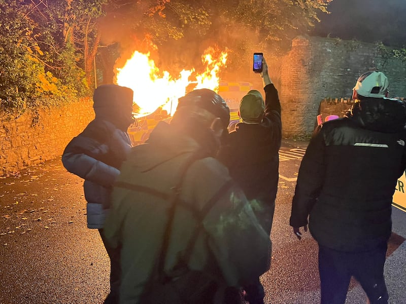 The scene of a major disturbance at Citywest. Hotel, Saggart, Co Dublin on Tuesday night. Photograph: Ronan McGreevy