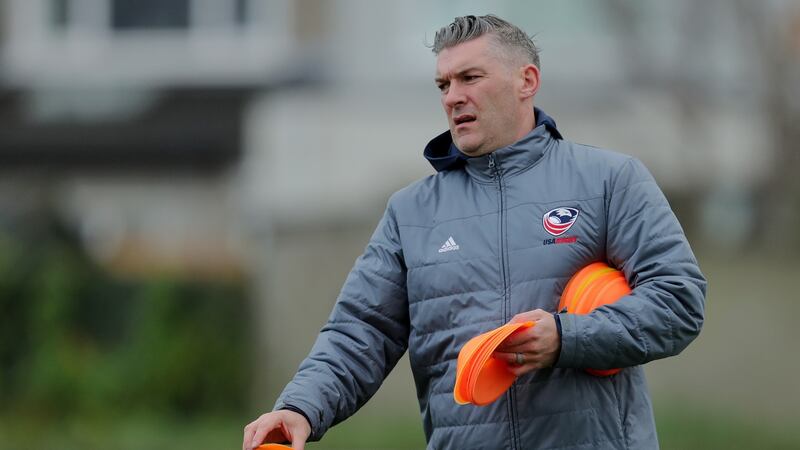 USA assistant coach Greg McWilliams at  squad training in Dublin on Tuesday.  Photograph: Laszlo Geczo/Inpho