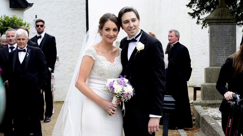 Simon Harris and Caoimhe Wade in St Patrick’s Church, Kilquade, Co Wicklow, on their wedding day in July 2017. Photograph: Cyril Byrne
