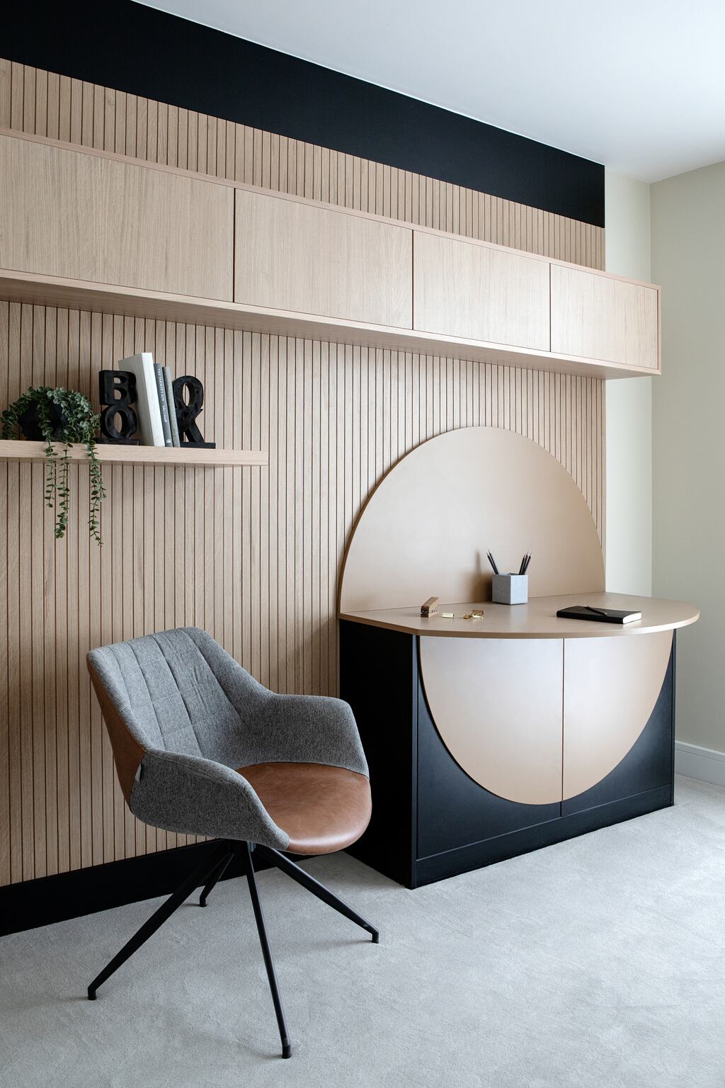 Optimise Design home office with bespoke joinery: A home with a flexible design can adapt to the changing needs of the occupants without requiring significant renovations or extensions. Photograph: Ruth Maria Murphy