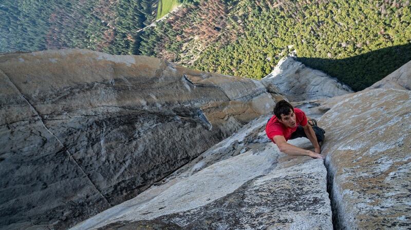 Alex Honnold nears the top of El Capitan. Photograph: Jimmy Chin/National Geographic