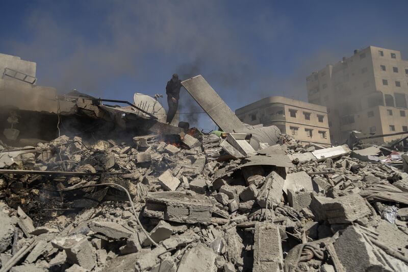 A building destroyed by Israeli aircraft in Gaza City on March 19th. Photograph: Saher Alghorra/New York Times
                      
