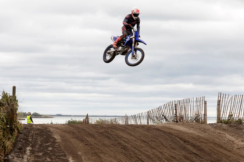 Airborne: Organised motorcycle racing at the Dublin City Motocross Club track. Photograph: Chris Maddaloni/The Irish Times