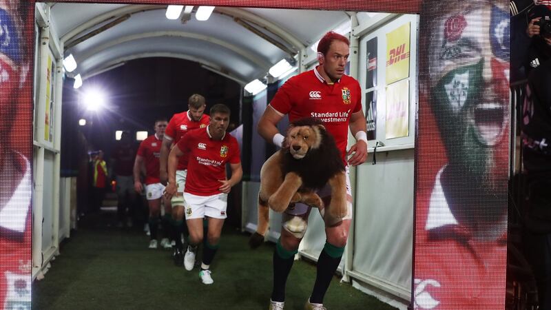 Alun Wyn Jones leads the Lions out ahead of a tour match against the Crusaders in 2017. Photograph:  David Rogers/Getty