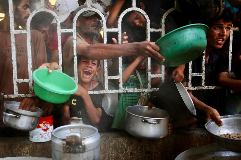 For the first time since the war began, Palestinian officials say dozens are now also dying of hunger. Photograph: AFP/ Getty Images)          