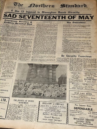 Front page of The Northern Standard published after the Monaghan bombing of 1974