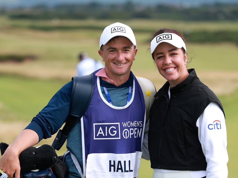 Georgia Hall and partner Paul Dunne, who also caddies for her, are expecting their first child. Photograph: Warren Little/Getty Images