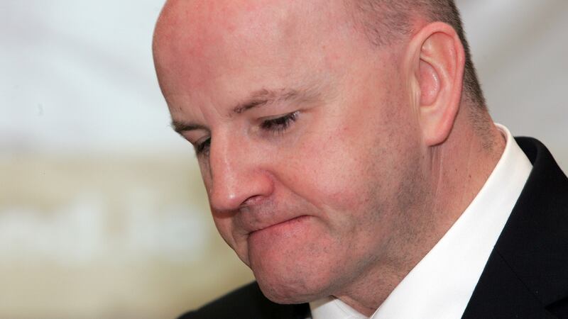 Sean Gallagher: the final phase of his spectacular fall would not come until   he was interviewed live on RTÉ’s Six One News and admitted he had recruited donors and solicited money for Fianna Fáil.   Photograph: Eric Luke