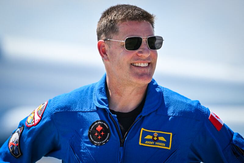 Canadian Space Agency astronaut Artemis II mission specialist Jeremy Hansen looks on during a welcome ceremony ahead of the Artemis II launch. Photograph: Miguel J. Rodriguez Carrillo/ AFP via Getty Images
