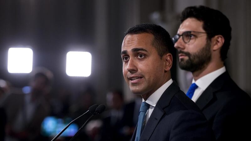 Italian Five Star Movement leader Luigi Di Maio addresses the media after a meeting with President Sergio Mattarella on Wednesday. Photograph:  Angelo Carconi/EPA