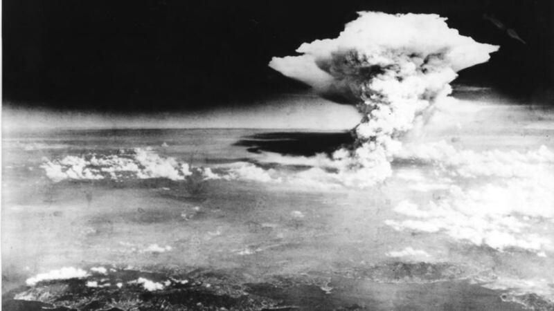 This handout picture taken on August 6, 1945 by US army and released from Hiroshima Peace Memorial Museum shows a mushroom cloud of the atomic bomb dropped by B-29 bomber Enola Gay over the city of Hiroshima. Photograph: AFP/Getty Images