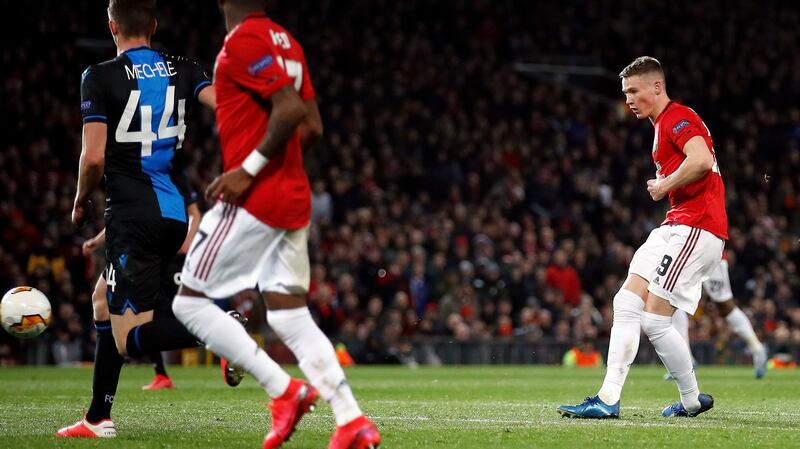 McTominay scores his side’s third goal. Photo: Martin Rickett/PA Wire