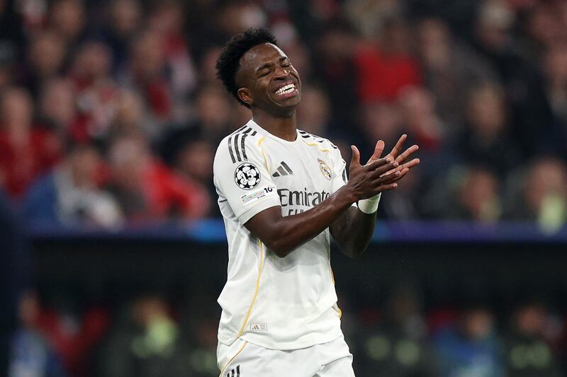 Real Madrid's Vinicius Junior during the second-leg Champions League game against Bayern Munich. Photograph: Adam Pretty/Getty Images