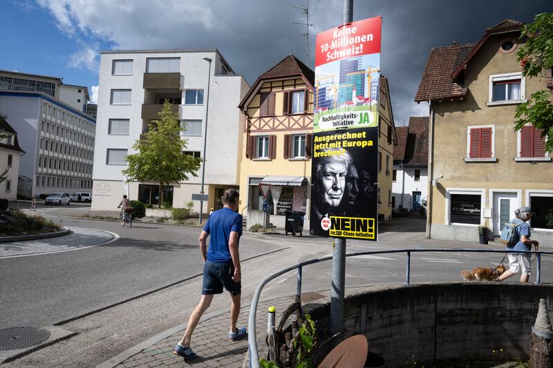 Campaign posters for the upcoming referendum. Photograph: Sebastien Bozon/AFP via Getty