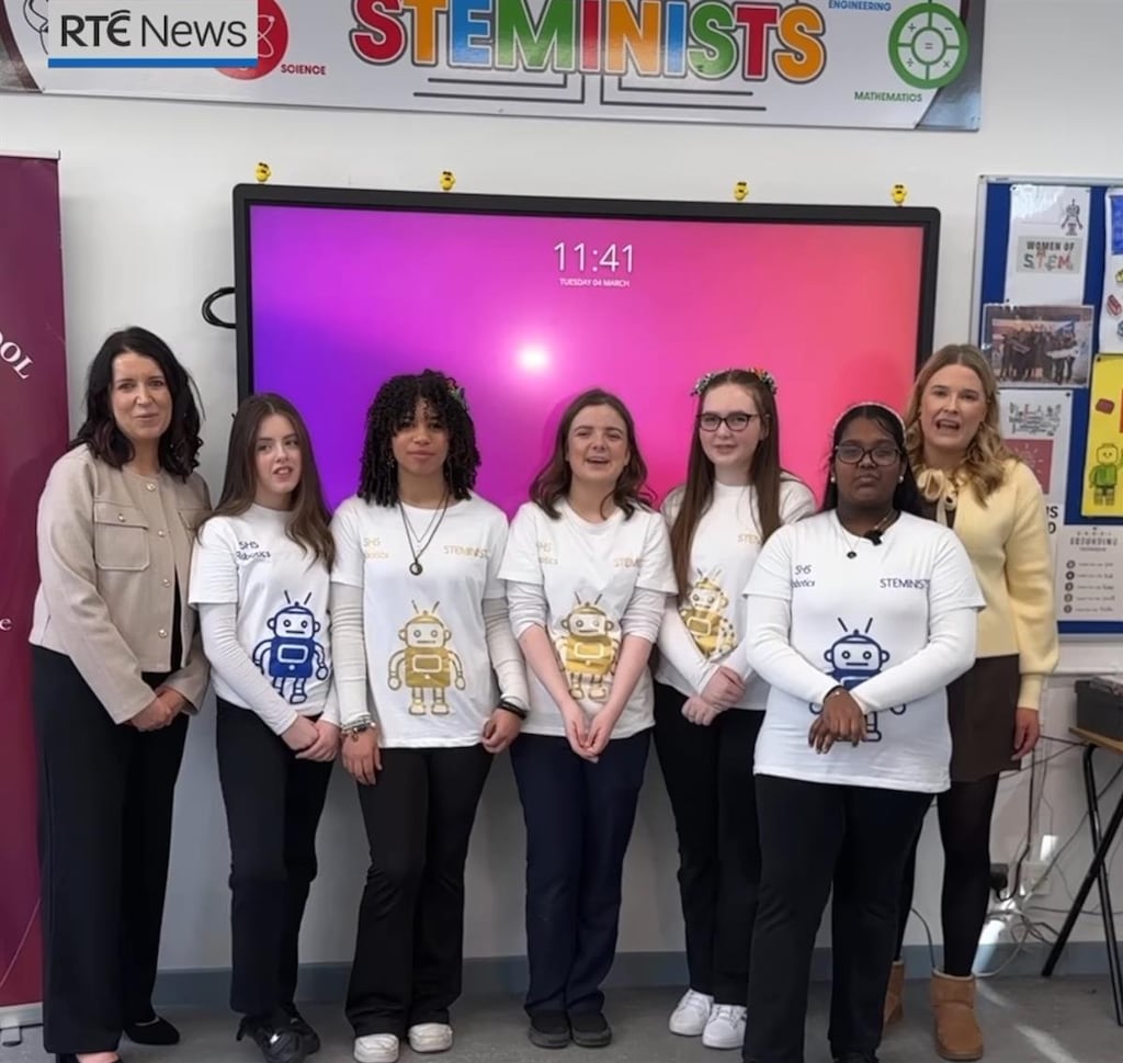 'The Steminists' robotics team from Sacred Heart Secondary School in Tullamore. VEX World Robotics Championships in Dallas, Texas. Photograph: Sacred Heart School