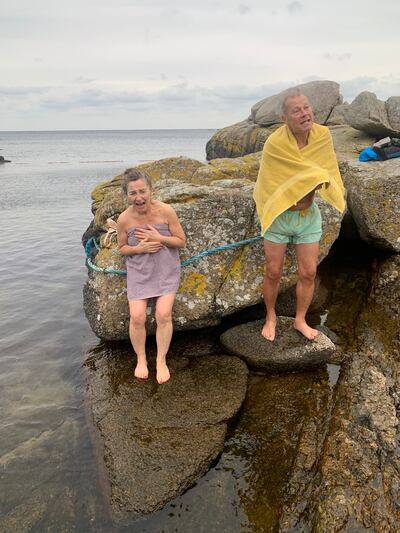 A swim in the Baltic: Cara O'Driscoll at Svaneke Harbour in Bornholm, Denmark