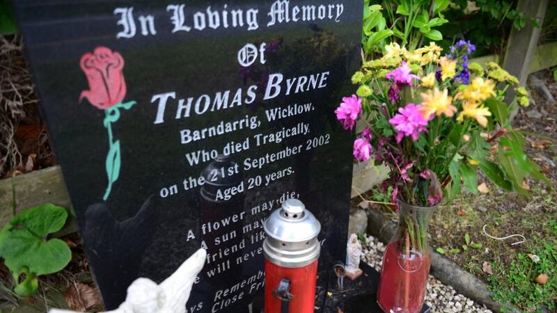 A memorial stone marks the spot on the N11 where Thomas Byrne died in a crash in 2002.  Photograph: Bryan O’Brien