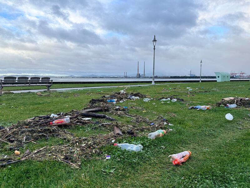 Debris in Clontarf promenade after Storm Betty. Photograph: Tom Honan/The Irish Times